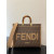 1:1 Replica Fendi Sunshine Medium Brown FF jacquard fabric shopper Bag For Woman 31cm/12in