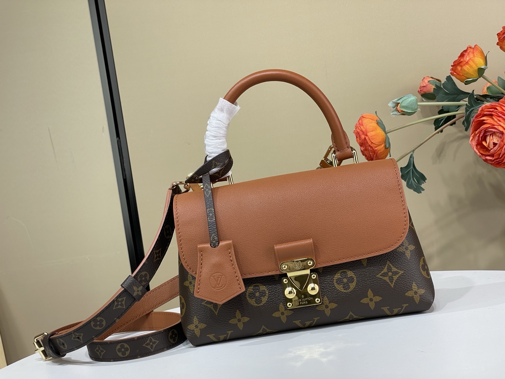 Louis-Vuitton-Madeleine-BB-Top-Handle-Shoulder-Bag-Monogram-Canvas-and-Brown-Calf-Leather