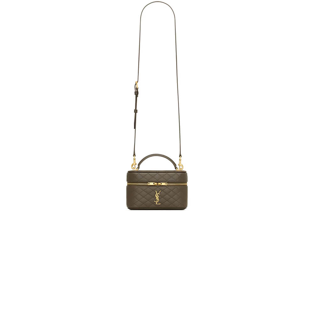 Green YSL GABY lambskin cosmetic bag