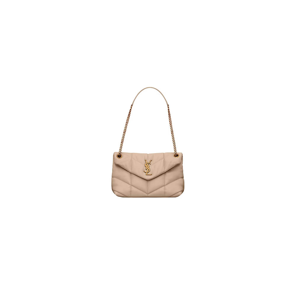 Beige YSL PUFFER SMALL in Nappa leather