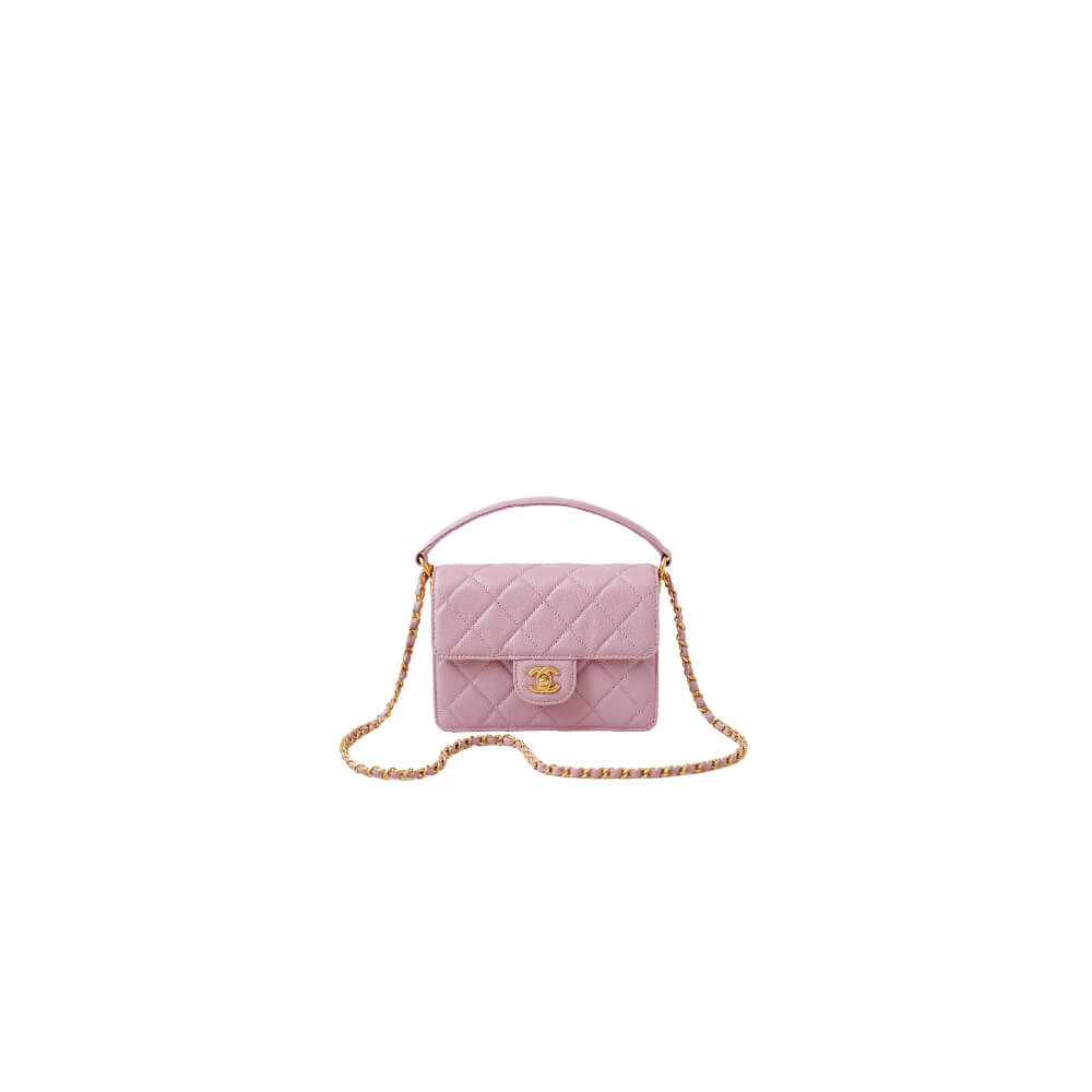 Pink lychee pattern Chanel Small Handbag (high-end grade)
