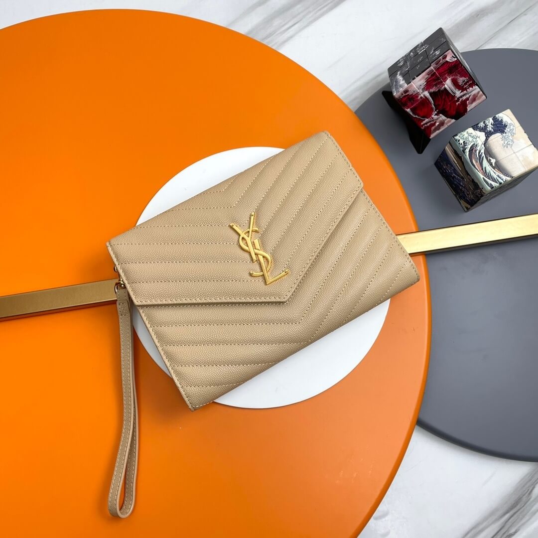 dark YSL CASSANDRE matelasse leather flap clutch - Image 2
