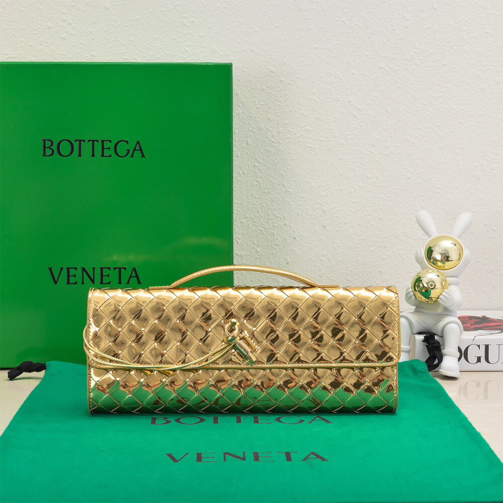 Gold Bottega Veneta Andiamo Clutch (HIGH-END GRADE) - Image 2