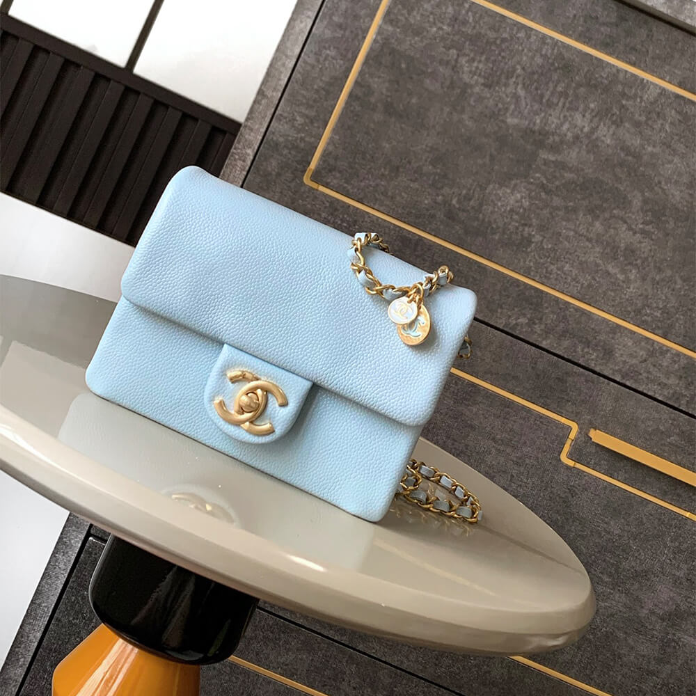 Light Blue CHANEL Mini Flap Bag (high-end grade) - Image 2