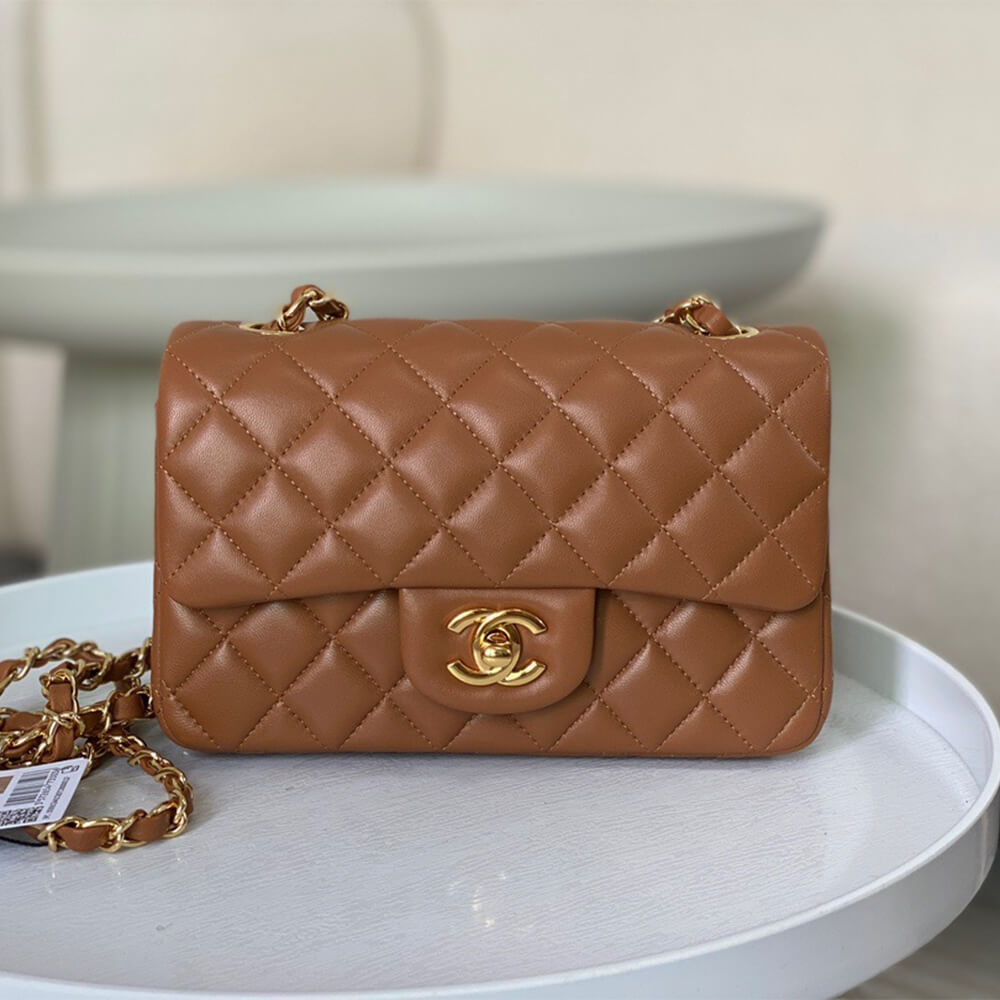 Dark Beige Chanel Mini Flap Bag (high-end grade) - Image 2