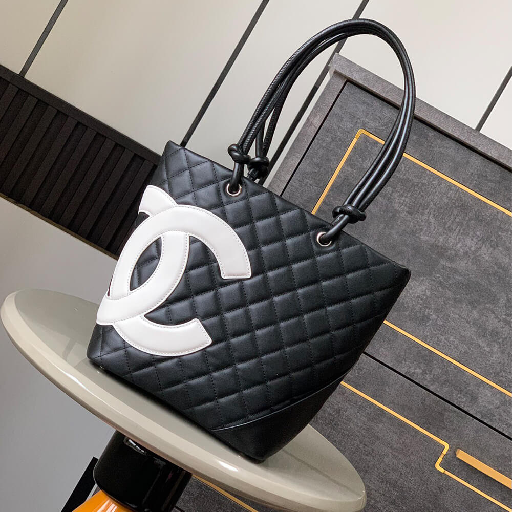 Black White Chanel Cambon Line Medium Tote (high-end grade) - Image 2