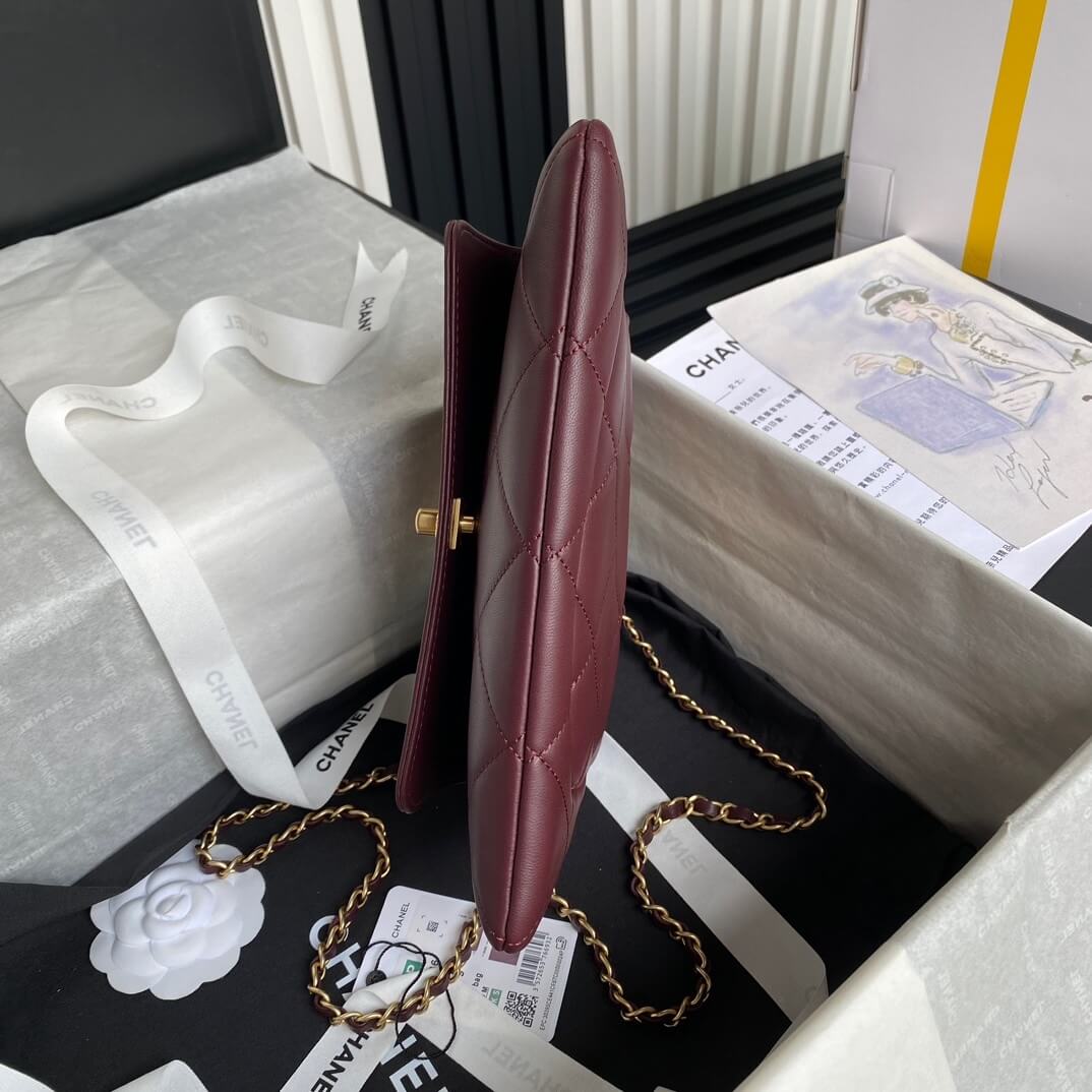 Burgundy Chanel Clutch (high-end grade) - Image 3