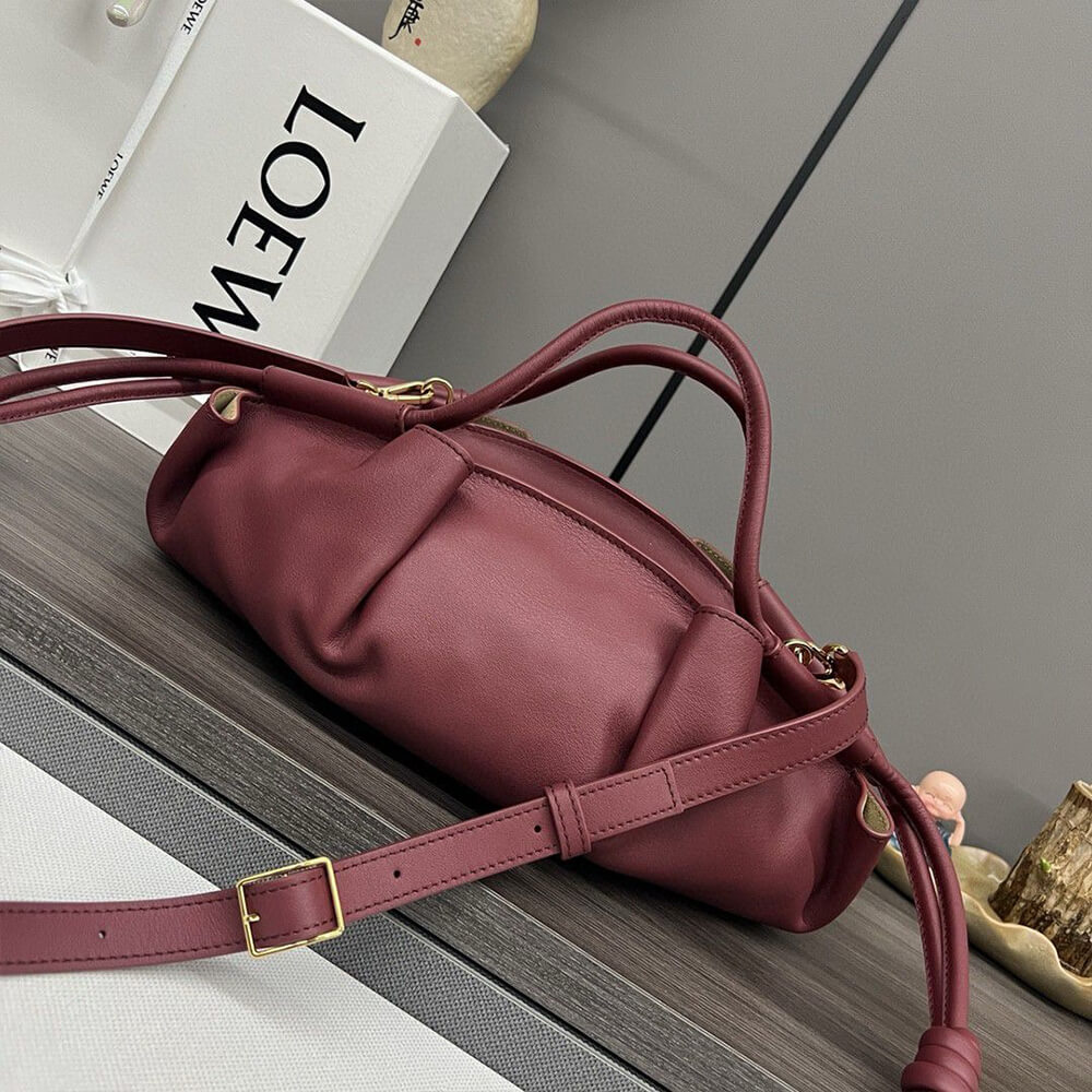 Burgundy Loewe Small Paseo bag in shiny nappa calfskin (high-end grade) - Image 4