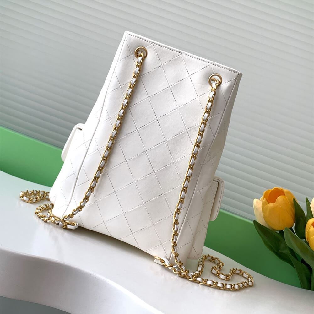 White CHANEL Backpack (high-end grade) - Image 4