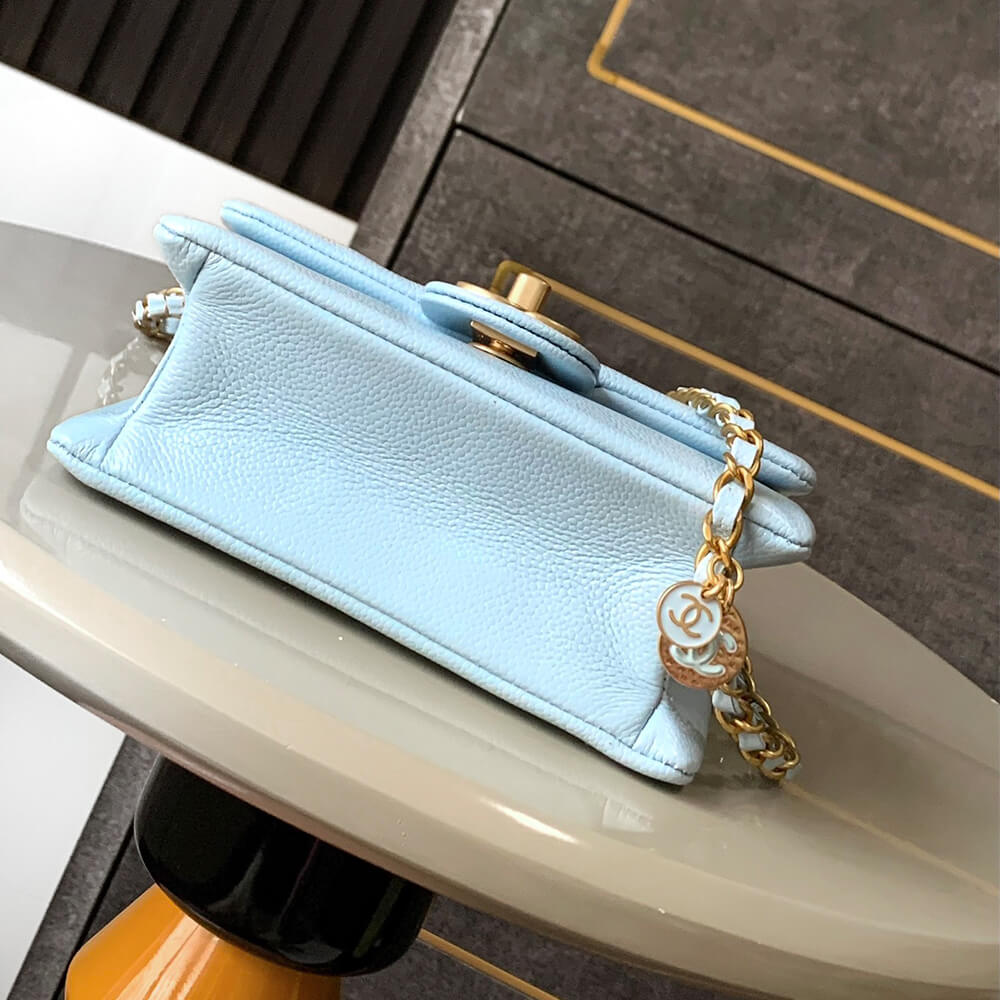 Light Blue CHANEL Mini Flap Bag (high-end grade) - Image 5