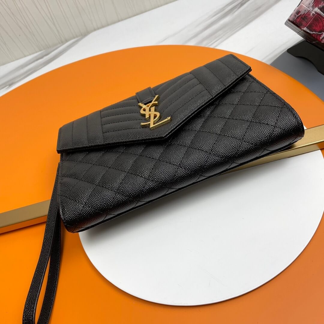 black YSL CASSANDRE matelasse leather flap clutch - Image 6