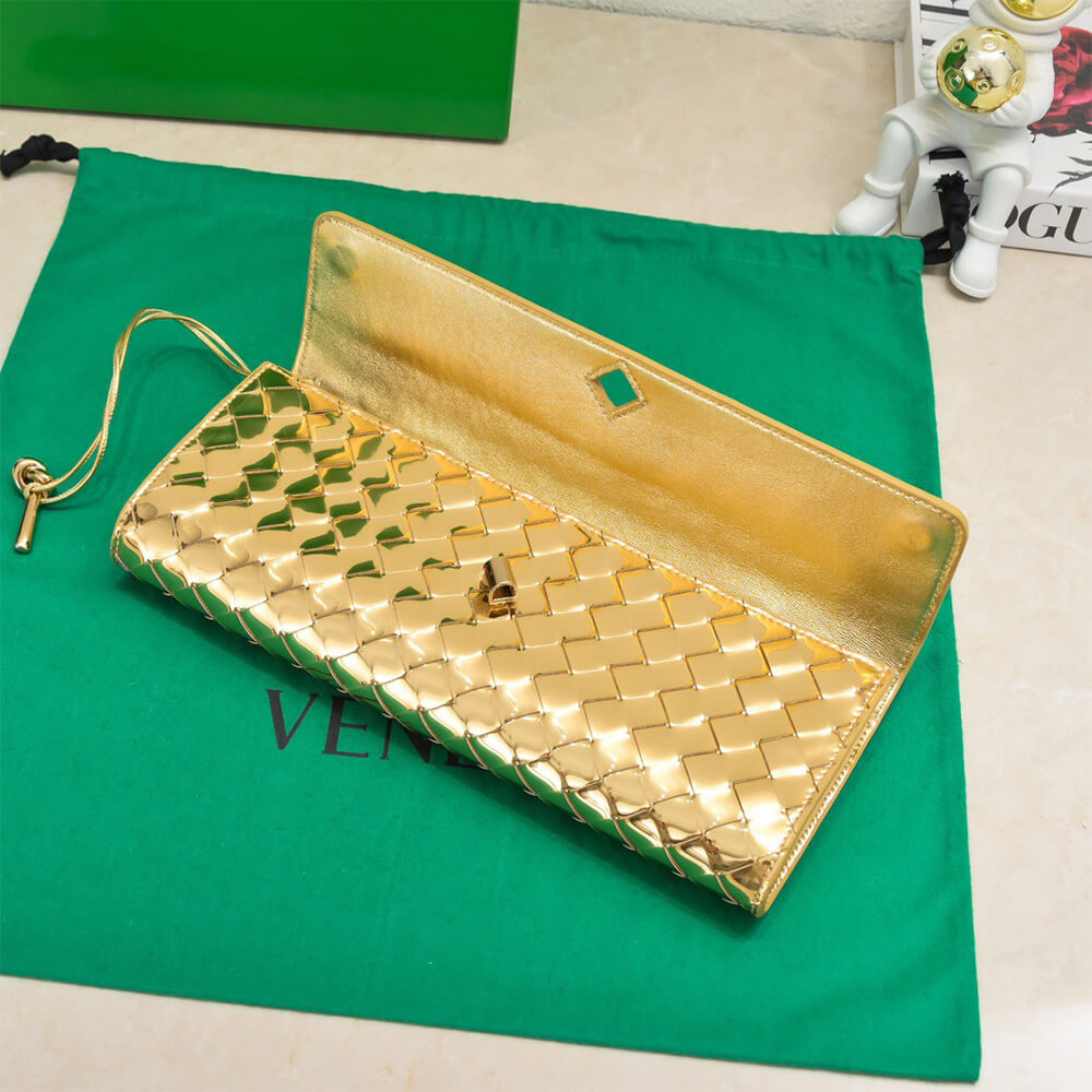 Gold Bottega Veneta Andiamo Clutch (HIGH-END GRADE) - Image 6