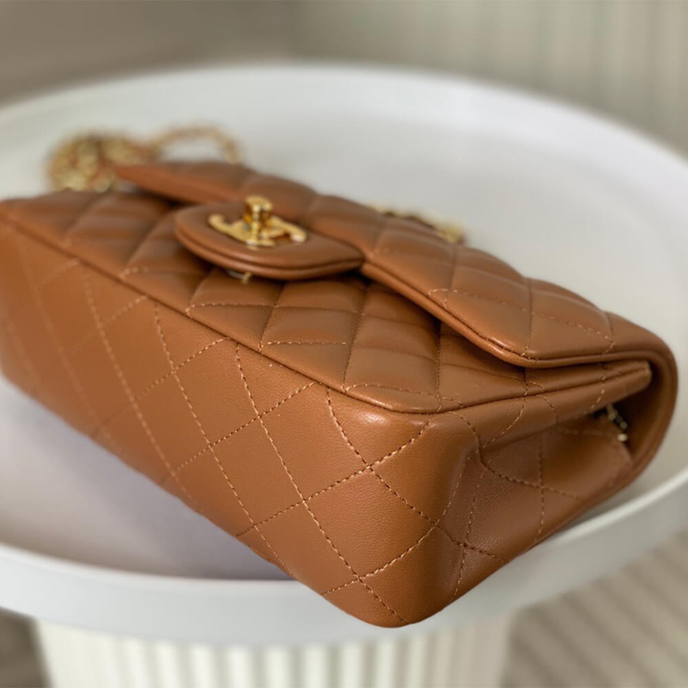 Dark Beige Chanel Mini Flap Bag (high-end grade) - Image 6