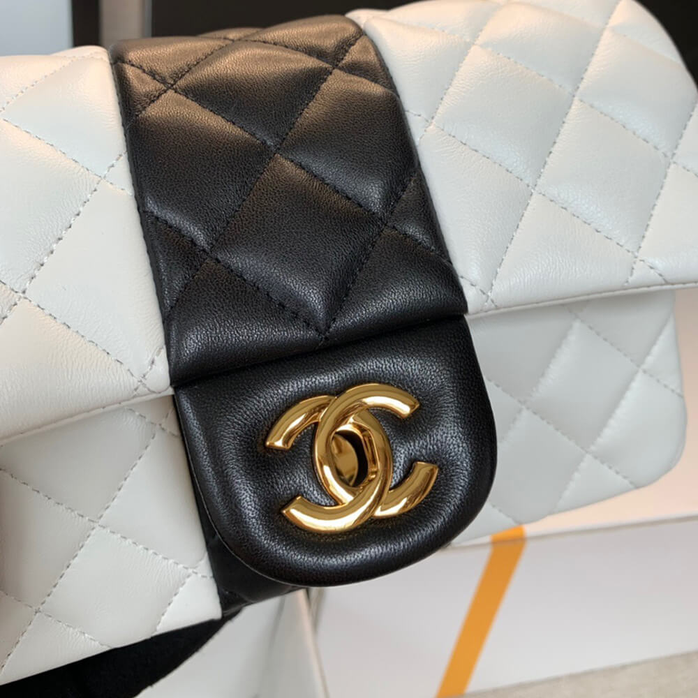 White Black CHANEL MINI FLAP BAG - Image 6