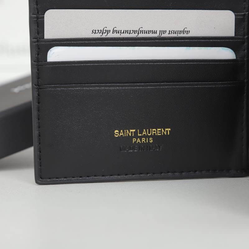 Black YSL tiny cassandre wallet in crocodile embossed matte leather - Image 7