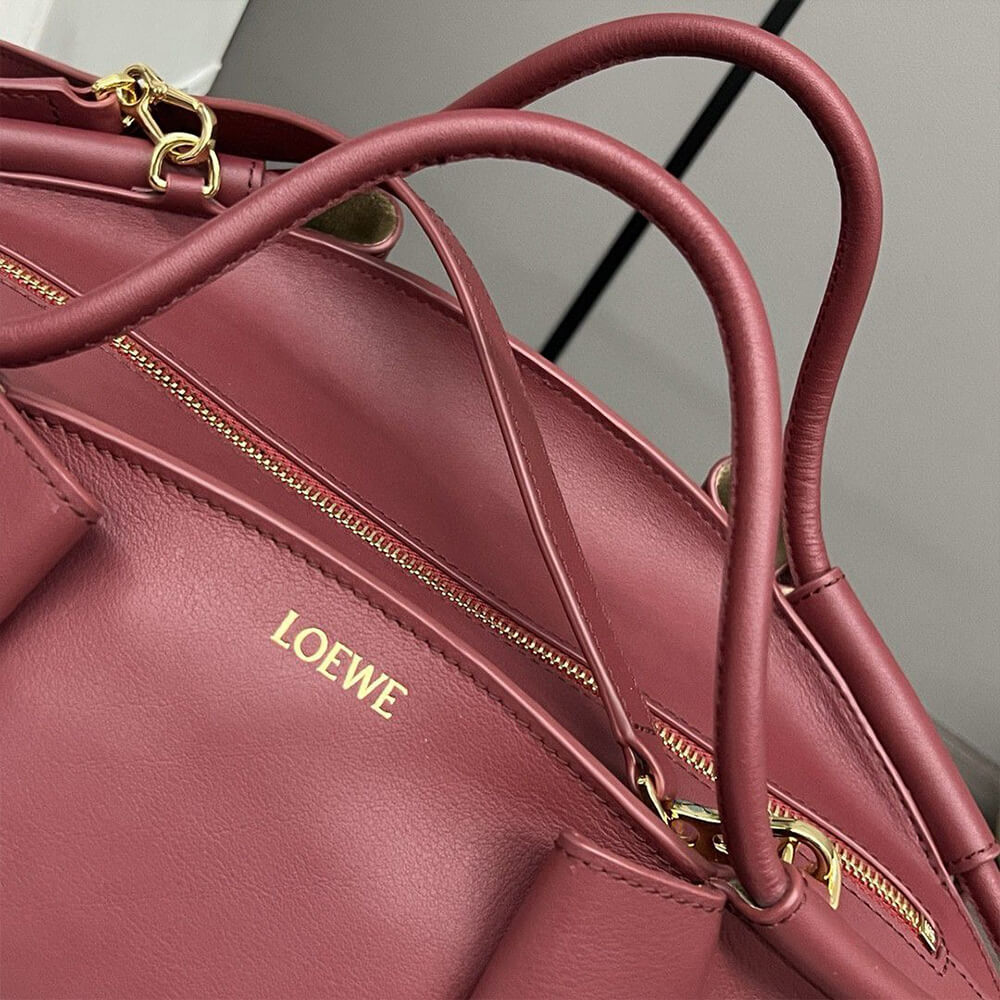 Burgundy Loewe Small Paseo bag in shiny nappa calfskin (high-end grade) - Image 7