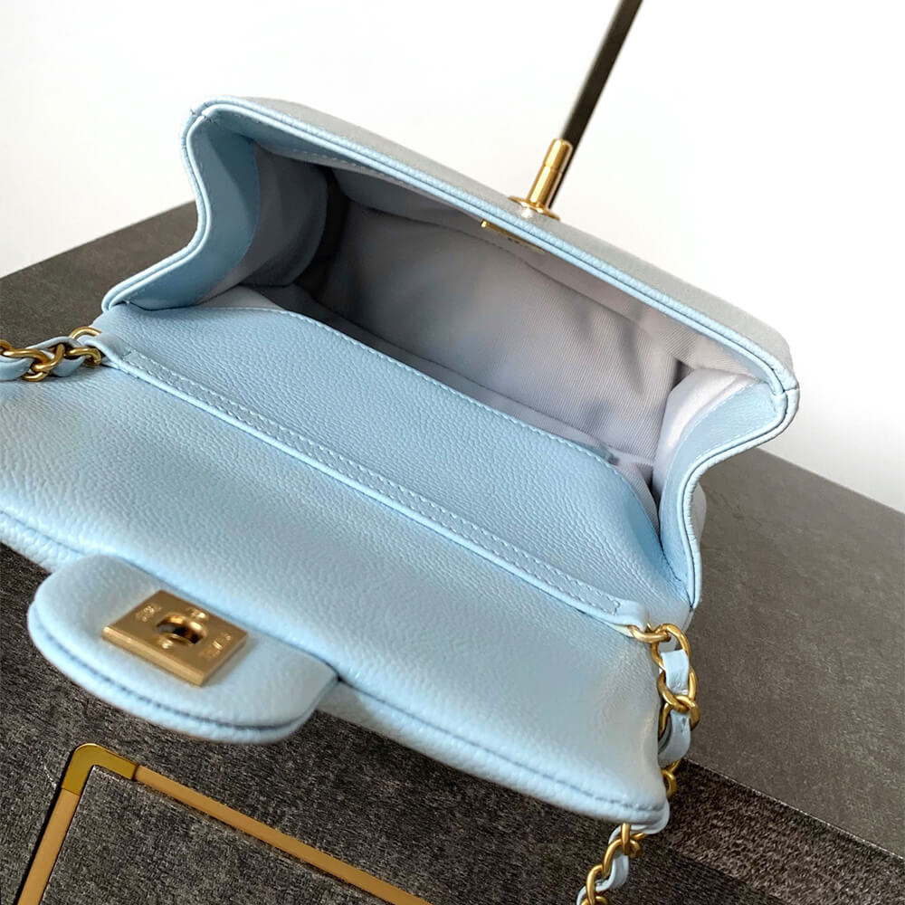 Light Blue CHANEL Mini Flap Bag (high-end grade) - Image 8