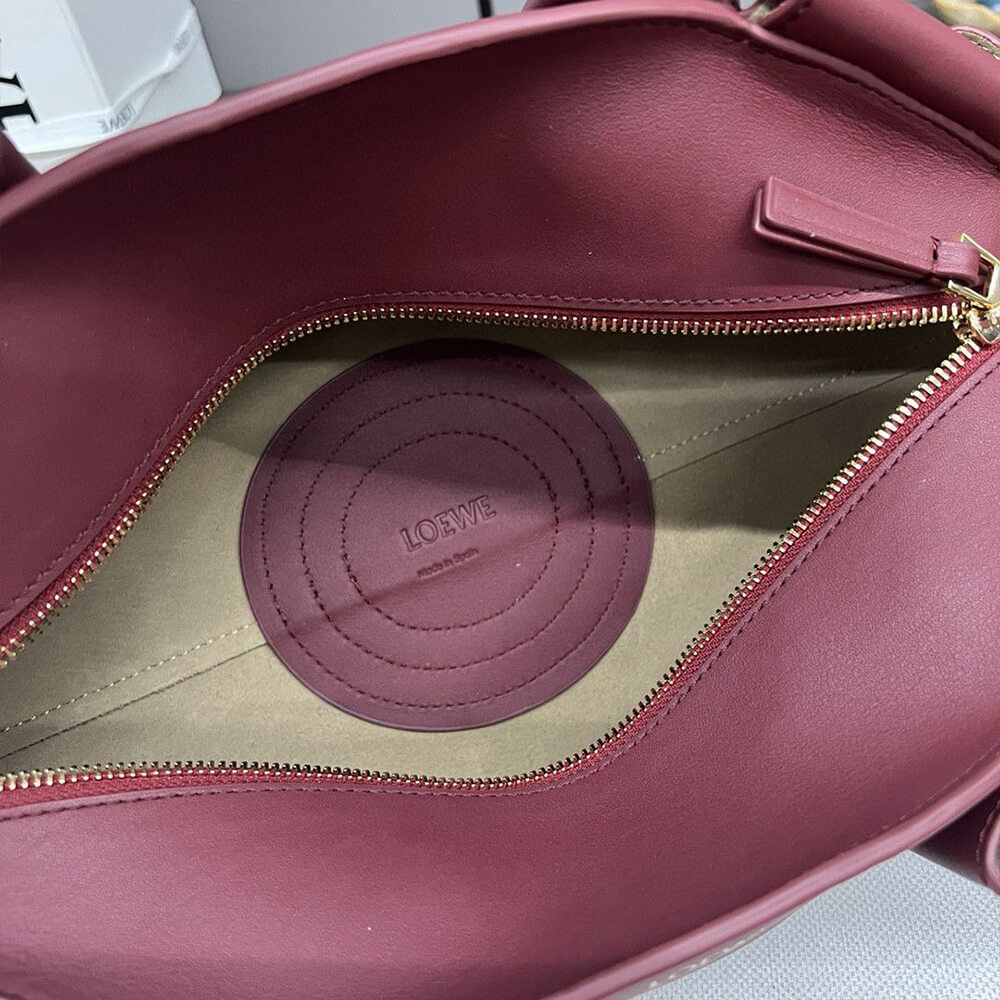 Burgundy Loewe Small Paseo bag in shiny nappa calfskin (high-end grade) - Image 8