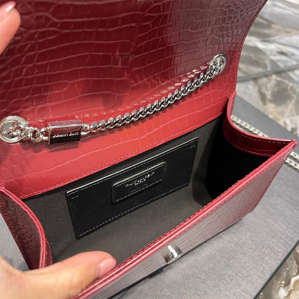 Red YSL KATE EMBOSSED SHOULDER BAG - Image 8