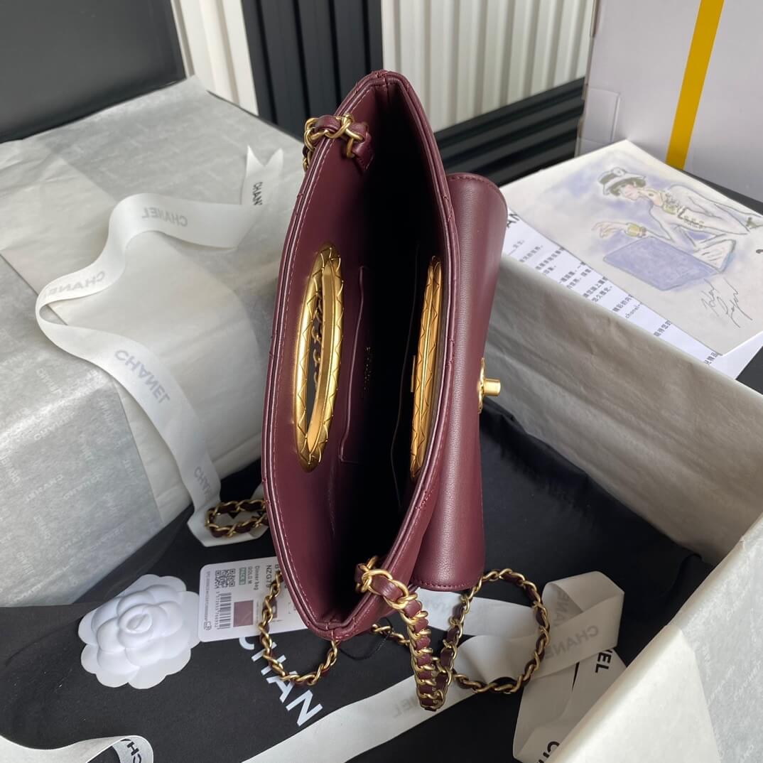Burgundy Chanel Clutch (high-end grade) - Image 8